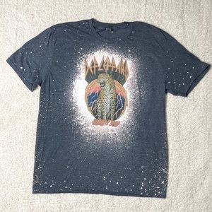 Def Leppard Rocker Style Graphic Band Tee Bleached Dyed T-Shirt